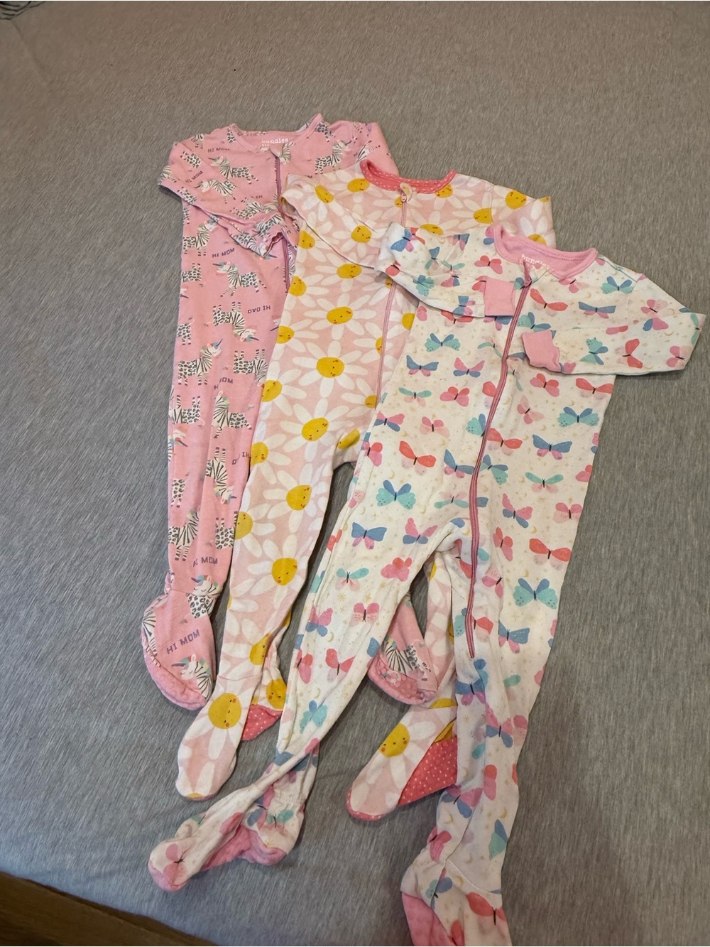 The Children's Place Pink Butterfly & Floral Footed One-Piece Pajamas